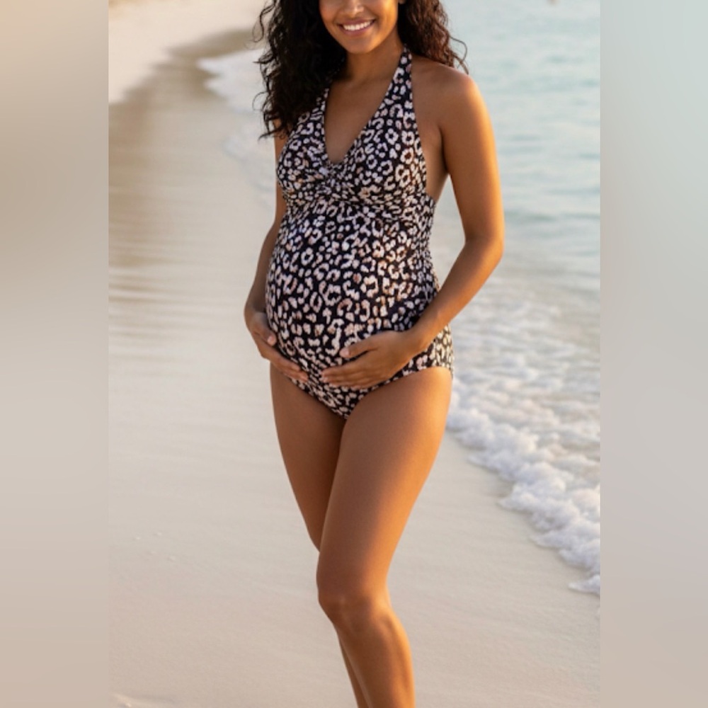 Isabela‎ maternity swimsuit womens sz M animal print one piece Beach travel pool